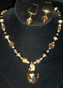 Large Golden Shadow Crystal Jewelry Set