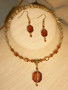 Crystal Copper on Wire Choker Jewelry Set