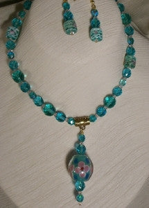 Teal Lampwork Necklace Set