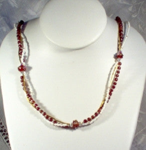 Red, White, Gold Necklace Set