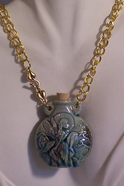 Raku Fairy Nymph Design on Goldtone