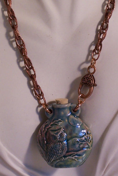Raku Owl Design on Antique Copper