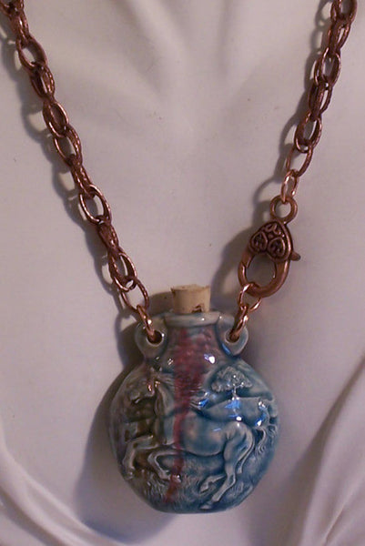 Raku Horse Design on Antique Brass