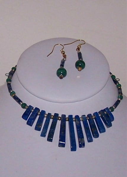 Lapis Fan with Malachite