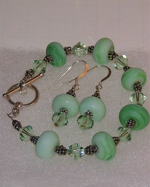 Green Frost Crystal Bracelet Set