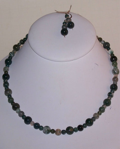 Moss Agate Choker Necklace Set