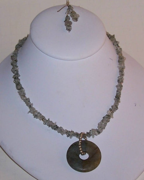 Laboradorite Donut Necklace and Earring Set
