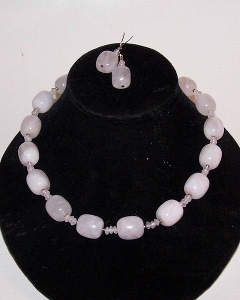 Rose Quartz Barrels Necklace