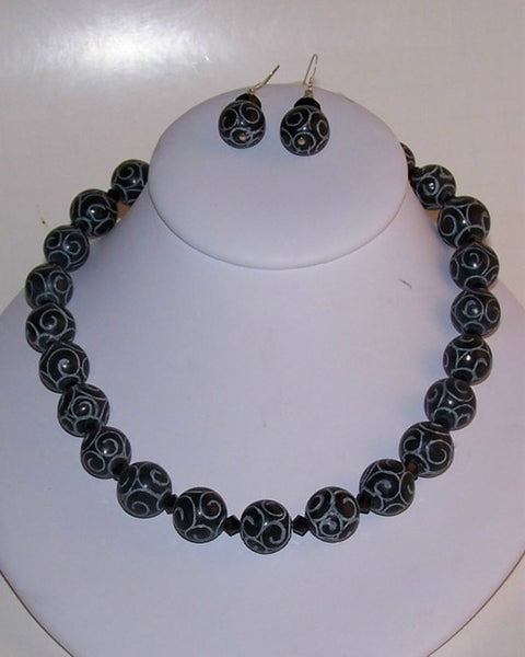 Black Carved Agate
