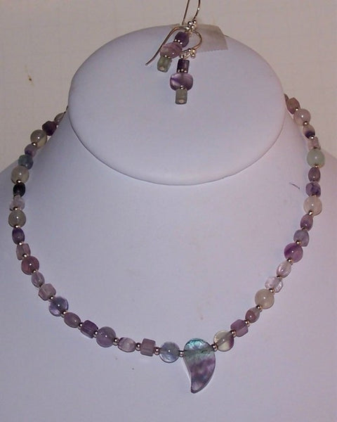 Fluorite Necklace Set with Focal Wing