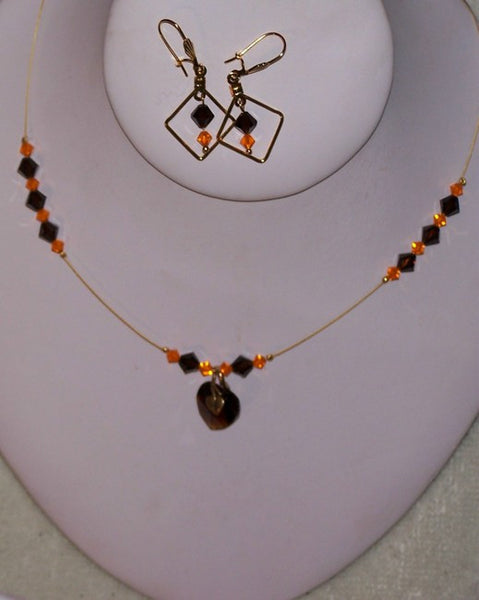 Mocha Brown Crystal Heart Set