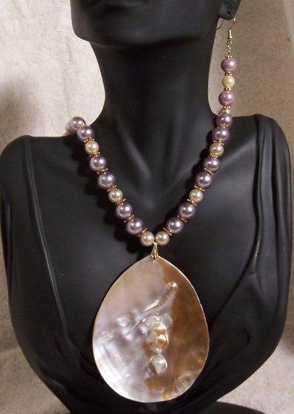 Lavender Blister Pearl Necklace Set