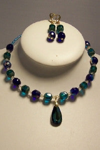 Bermuda Blue Drop Choker Necklace Set