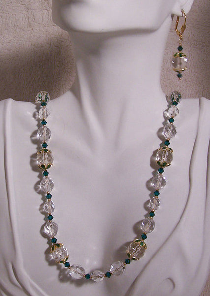 Crystal with Emerald Green, Irish, Accent Necklace Set