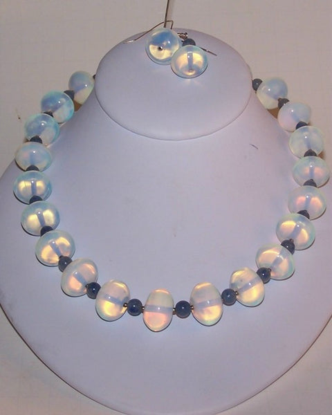 Ocean Opal with Blue Coral Beads Necklace Set