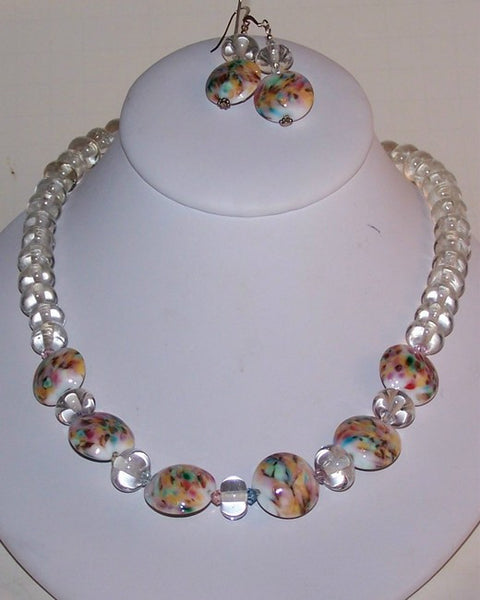 Rainbow Lampwork Glass Necklace Set