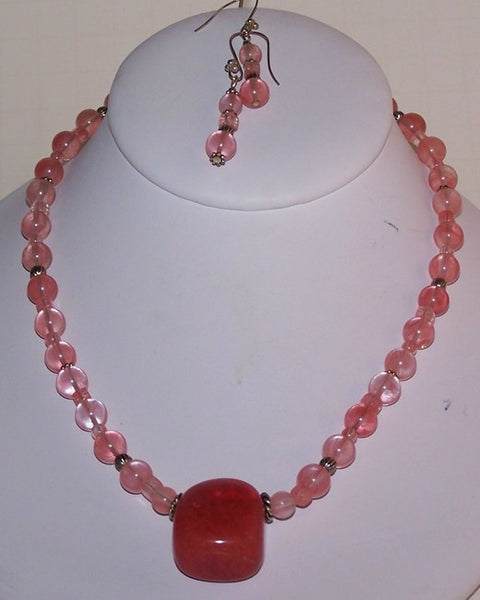 Cherry Quartz Nugget Necklade Set  II