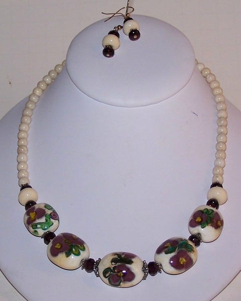 Violet Flowers Necklace Set
