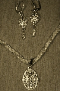 Silver Filigree with Crystal Necklace Set