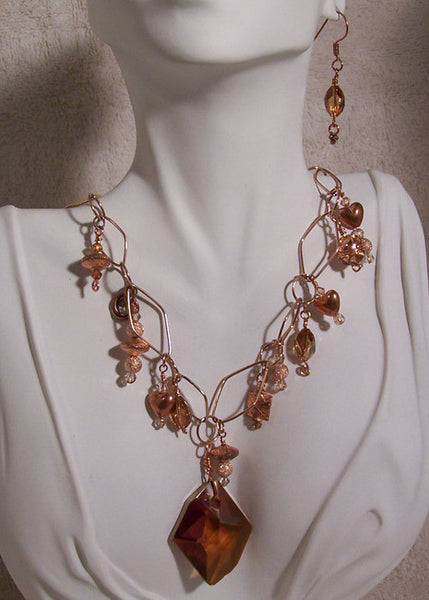 Crystal Copper on Copper Necklace Set