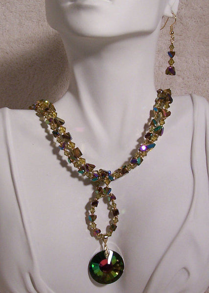 Vitral Crystal on Double Strand Necklace Set