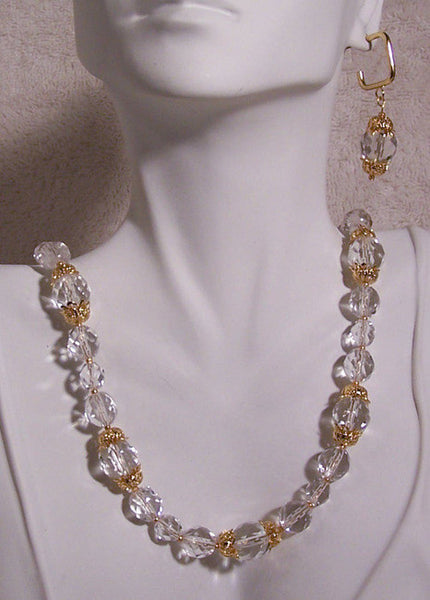 Crystal Necklace Set with Gold-25"