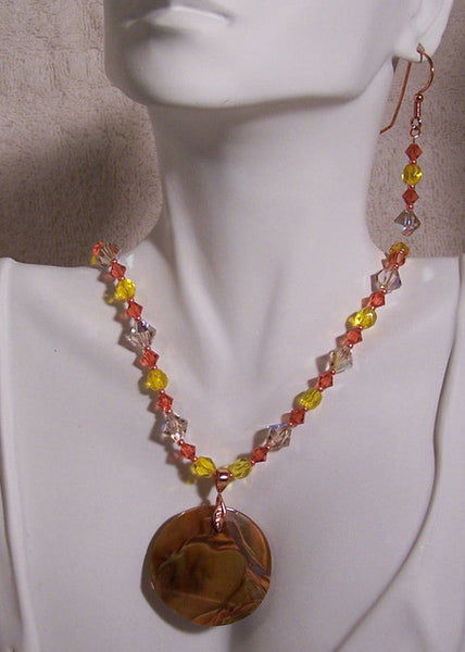 Volcano Quartz on Copper and Crystal Necklace Set