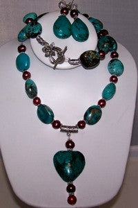 Turquoise and Pearl Necklace Set