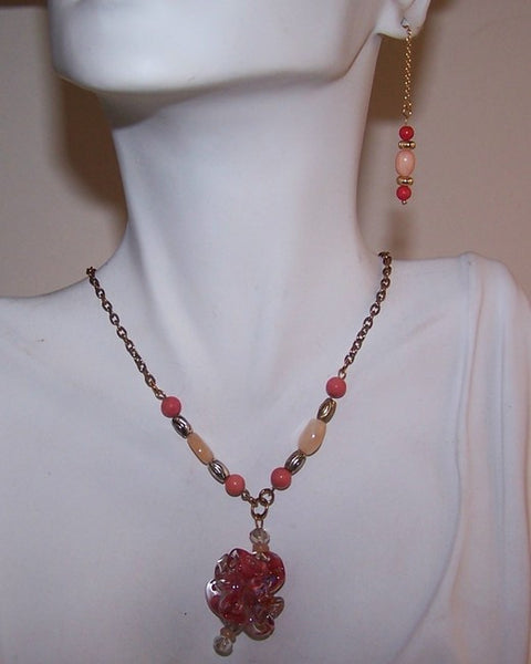 Coral Lampwork Pendant Set