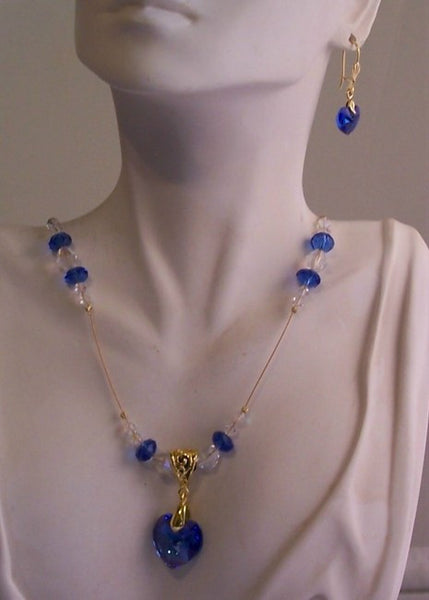 Sapphire Blue Hearts Necklace Set