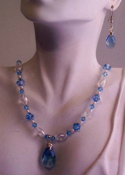 Aquamarine Teardrop Necklace Set