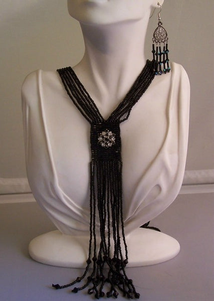 Art Deco Jewelry Set with Rhinestones