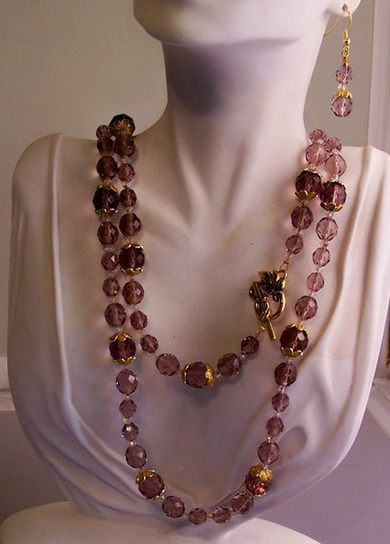 Lavender Crystal Jewelry Necklace Set