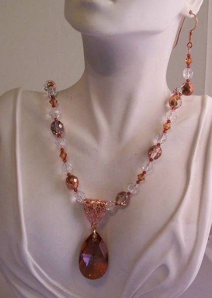 Crystal Copper Large Drop II Necklace Set