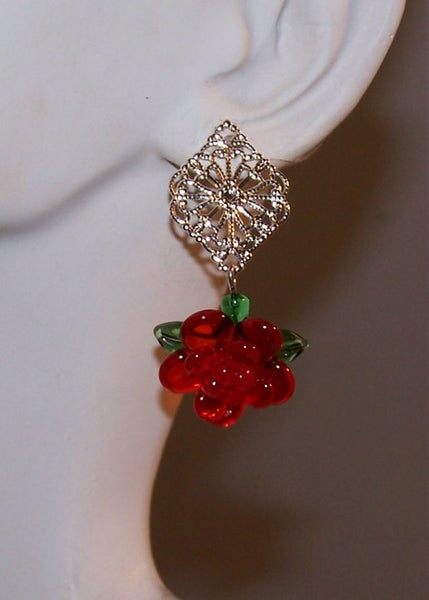 Red Rose Earrings